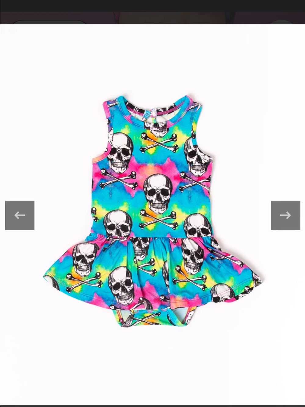 Bums & Roses Dead Serious Rainbow Skull Racer Back Dress - 3-6 mo